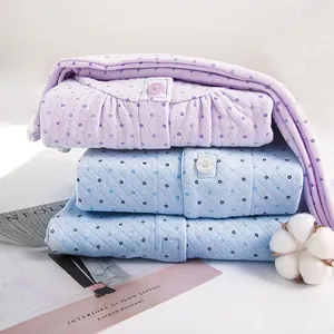 Abbigliamento per Infermiere Trapuntato in Misto Cotone per Anziani Facile da Indossare Pigiama per Pazienti Top E Pantaloni