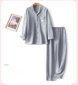 Navy blue men quilted cotton pajama set with elegant embroidery and diamond texture