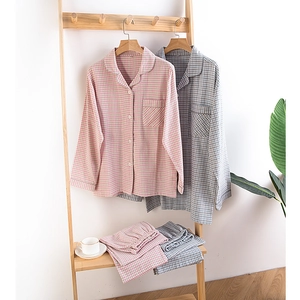 Klassisches Karo 100% Baumwolle Gebürstet Pyjama Top Und Bottom Für Paare Winter Warm Atmungsaktiv Casual Loungewear Damen Herren Schlafanzug