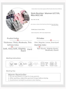 Detaillierte Größentabelle und Spezifikationen für 100% Baumwolle Karo-Pyjamas für Herbst/Winter