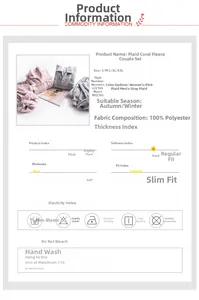 Infographie présentant le guide des tailles et détails du pyjama en polaire