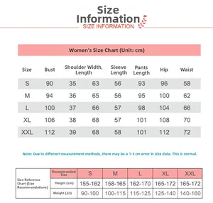 Size chart for star coral fleece pajama set with measurements from S to XXL