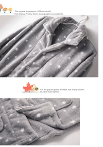 Detail of grey star print flannel pajama set with lapel collar and soft texture