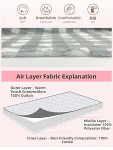 Three-layer quilted air layer fabric detail with cotton layers and grey lattice texture
