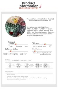 Tableau des tailles détaillé pour ensemble pyjama enfant en flanelle 100% coton