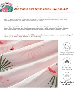 Detail showing soft pink flamingo cotton double gauze fabric with breathable texture