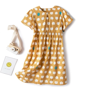 Girl's ginger cotton short sleeve nightgown featuring cute hedgehog and polka dot prints