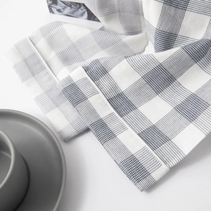 Men's blue and white plaid cotton pajama set with fine piped cuffs and soft texture