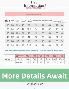 Guide des tailles de pyjamas en coton pour enfants avec mesures détaillées de 110 à 160 cm