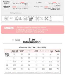 Detailed size chart for houndstooth pajama sets including S-XXL measurements and care guide