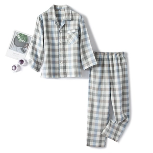 Pyjama à carreaux en coton pour enfants avec haut à manches longues et pantalon assorti
