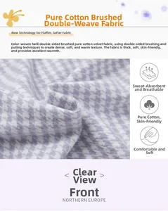 Gros plan sur le tissu épais en coton brossé avec motif pied-de-poule violet