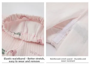 Détail du pantalon matelassé rose pour bébé avec taille élastique et entrejambe renforcé