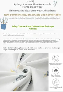 Detail of 100% cotton double gauze fabric for breathable and soft summer homewear sets