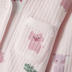 Pyjama matelassé rose pour enfants avec jolis imprimés d'animaux de dessin animé