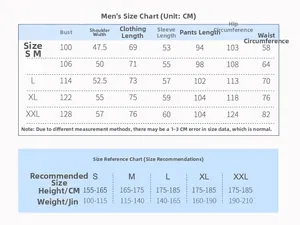 Tableau des tailles détaillé pour pyjamas en coton homme avec guide des mensurations