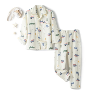 Pyjama matelassé pour enfants avec imprimés dinosaures et tissu à texture gaufrée