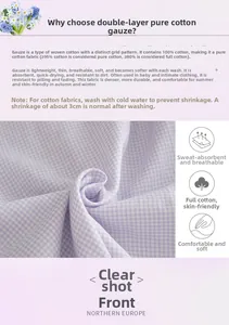 Detail of purple gingham 100% cotton double gauze fabric texture for breathable nightdress