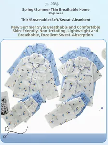 Détail du coton respirant avec motifs de pelleteuses pour pyjamas d'été pour garçons