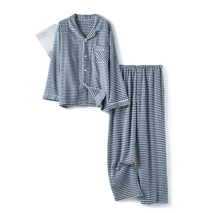Ensemble pyjama en coton à motif pied-de-poule pour couple avec chemise et pantalon