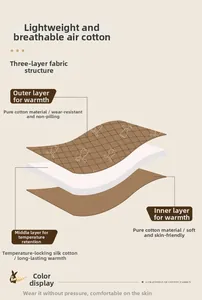 Three-layer quilted air cotton fabric detail showing thermal cotton and cotton layers