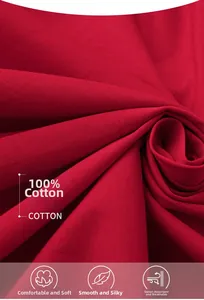 Macro shot of 100% red cotton mercerized fabric texture showing smooth breathable weave