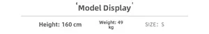 Guida alle taglie del pigiama in cotone con dati modella 160 cm 49 kg taglia S