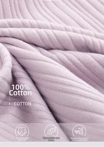 Macro detail of lavender 100% cotton ribbed knit fabric with soft texture for pajamas