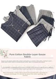 Détail de la texture en gaze de coton double couche pour ensemble de pyjama pour homme