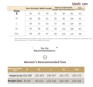 Detailed size chart for cotton pajama set including chest, length and height guide