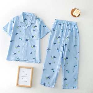 Pyjama en coton pour garçons avec imprimés voitures, haut à manches courtes et pantalon