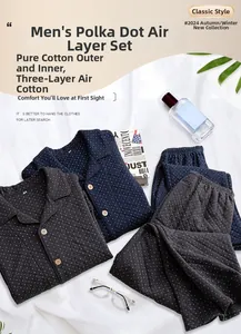 Detail showing the quilted diamond pattern and cotton fabric of the men's pajama set