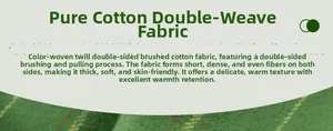 Detail of soft brushed double-sided cotton fabric with green plaid pattern texture