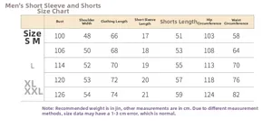 Tableau des tailles détaillé pour ensemble pyjama homme en coton allant du S au XXL