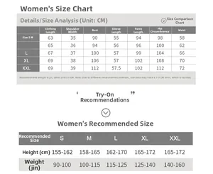 Detailed size chart for women's striped cotton pajama set with specific measurements in cm