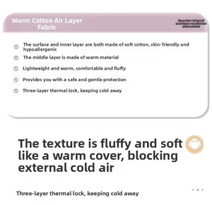 Three-layer quilted cotton fabric structure detail for thermal kids pajamas