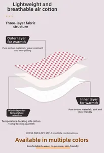 Detailed three-layer structure showing cotton air layer fabric with warm thermal padding
