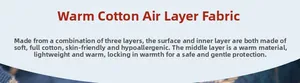 Detailed cross-section of three-layer thermal air cotton fabric for cozy sleepwear set