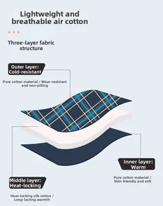 Detailed diagram of three-layer thermal cotton fabric for breathable pajamas