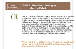 Détail des propriétés du tissu double gaze 100% coton et conseils d'entretien