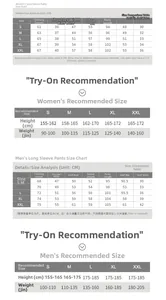 Detailed size chart for men and women cotton pajama sets with measurements in CM