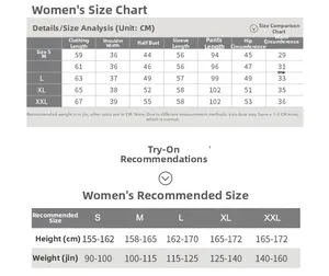 Detaillierte Größentabelle für Damen-Pyjamas mit Maßen von S bis XXL für die perfekte Passform