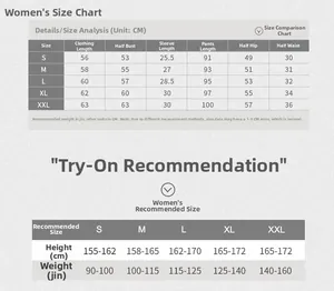 Detaillierte Größentabelle für Damen-Baumwollpyjamas mit Längen- und Gewichtsangaben