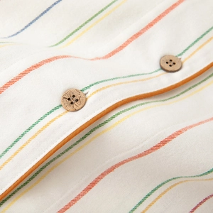 Set da casa in cotone a righe arcobaleno con linee colorate e bottoni in legno