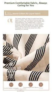 Detail of 3-layer quilted air cotton fabric with black and white stripes for pajamas