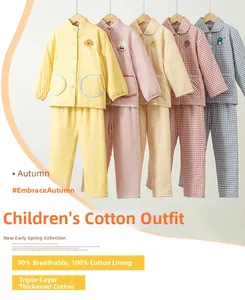 Vue détaillée d'un ensemble de vêtements d'hiver en coton à trois couches pour enfants
