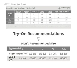 Size chart for men's cotton plaid pajamas set with detailed measurements and fit guide