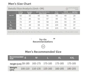 Detailed men's size chart and fit recommendations for thick cotton pajama set