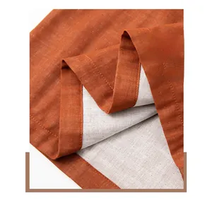 Detailed close-up of double-stitched hem on breathable cotton double gauze pajamas