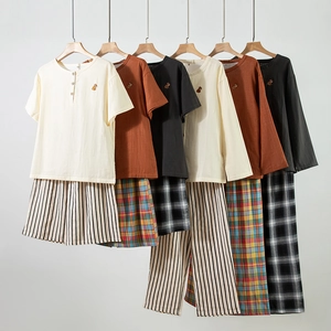 Cotton Double Gauze Embroidered Pajama Top And Pants For Men Women Couple Casual Japanese Style Homewear Sleepwear